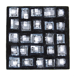 mixed media small artwork grid collage nails painting