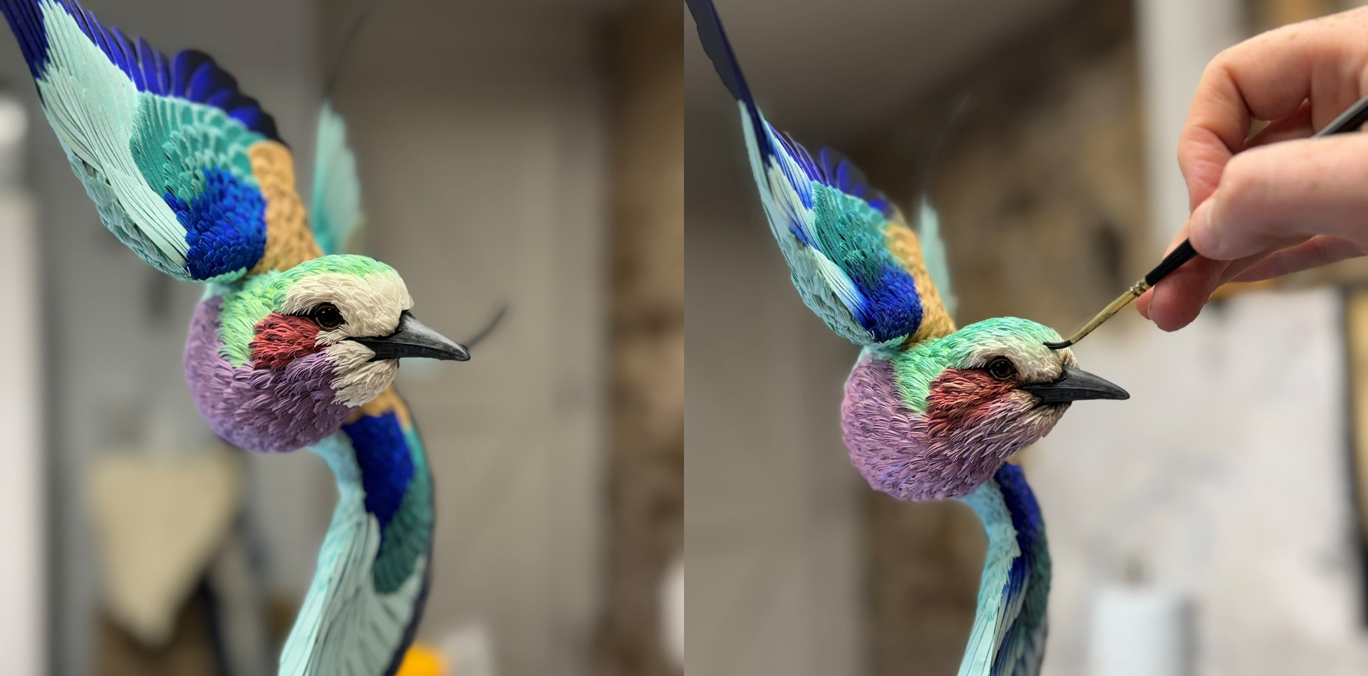 Before and after the final touch of paint