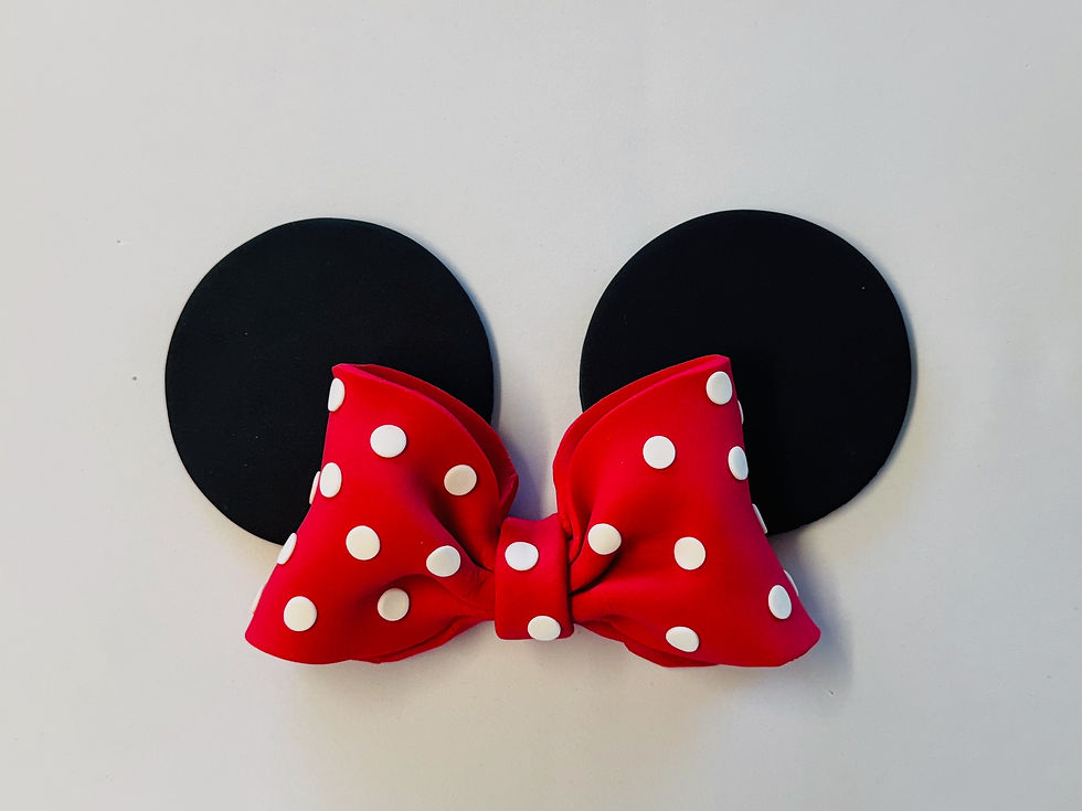 Fondant Minnie Mouse Ears & Bow cake topper decoration set