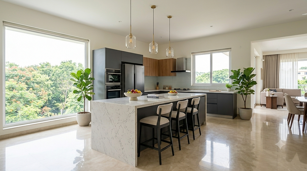 Premium modular kitchen with island by House of Designs, Bangalore