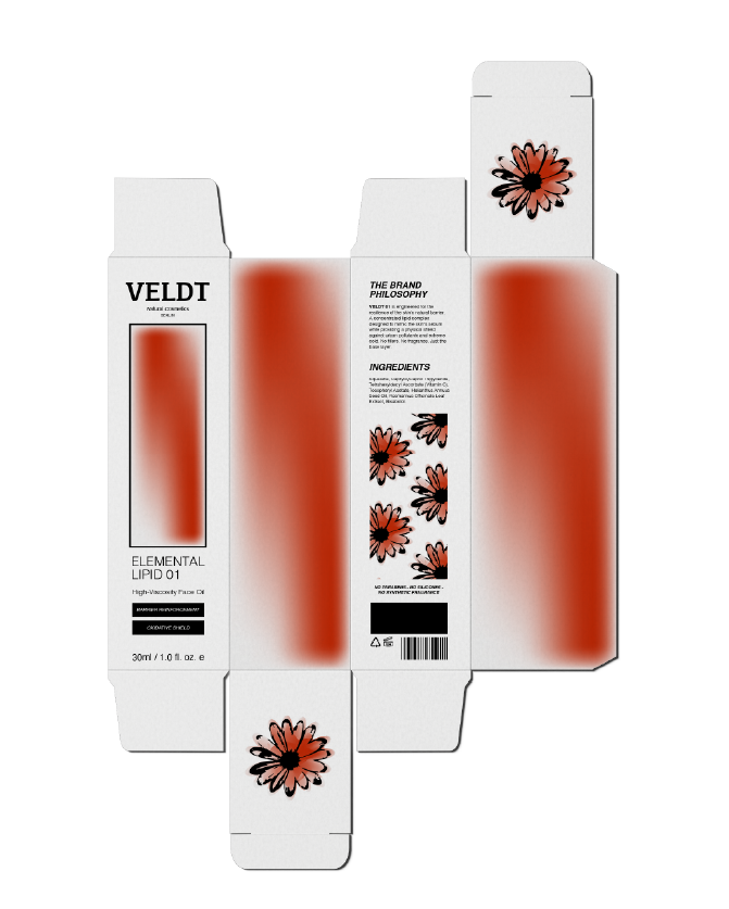 Luxury natural cosmetics packaging design and premium brand identity by Aliyah B Studio. Veldt beauty and wellness project showcasing distinctive visuals that align design with direction. Graphic designer portfolio featuring minimalist typography clean formulas and sculptural visual elements for the skincare industry.