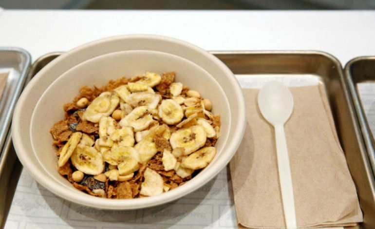 A bowl of 'The Circus' cereal, which is Raisin Bran with toasted peanuts and banana chips, is displayed at the Kellogg's NYC cafe in Midtown Manhattan in New York City, on June 29, 2016. Photos: Reuters/Brendan McDermid