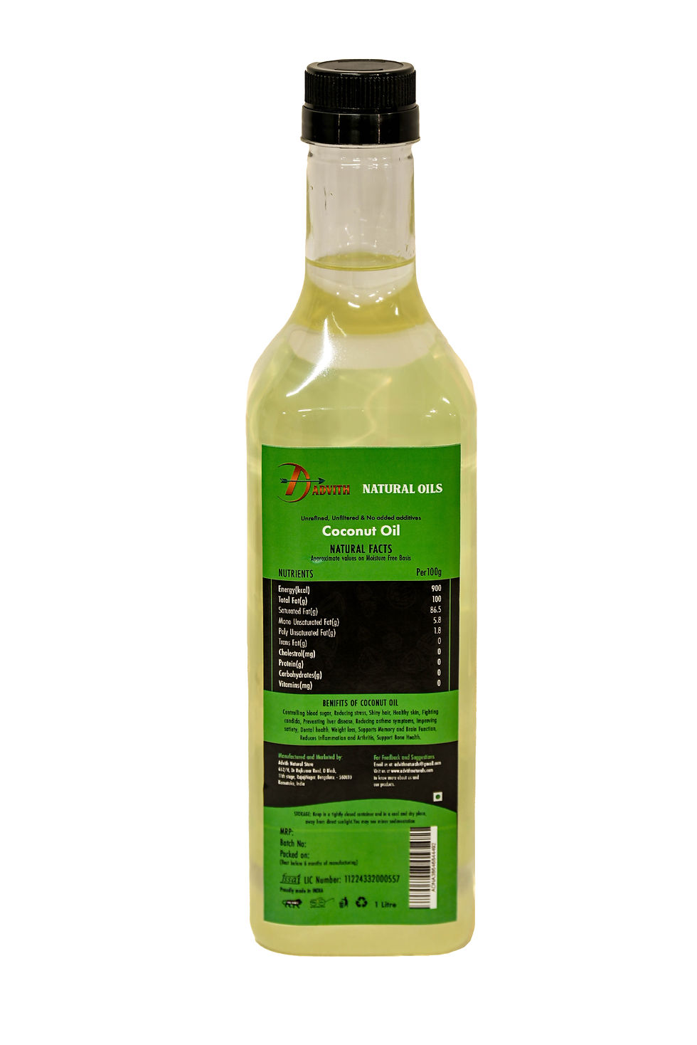 Wood Cold Pressed Coconut Oil back