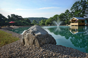 The pond at whitetail dream cabins.