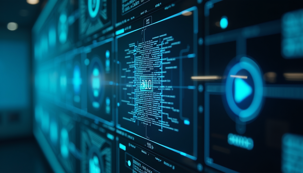 ภาพหน้าจอโฮโลแกรม สื่อถึง AI และ SEO ปี 2025