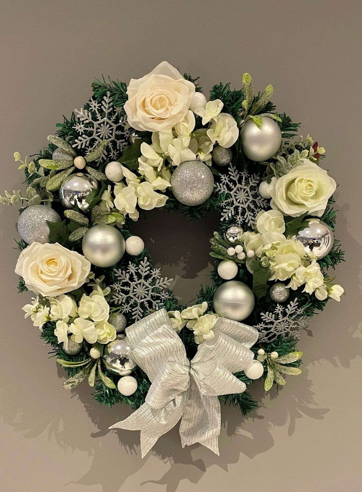 Snow White Faux Christmas Wreath