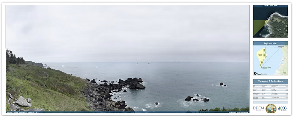 Visualization of the proposed Humboldt offshore wind farm from Sue-meg State Park at midday. Source: BOEM (7)
