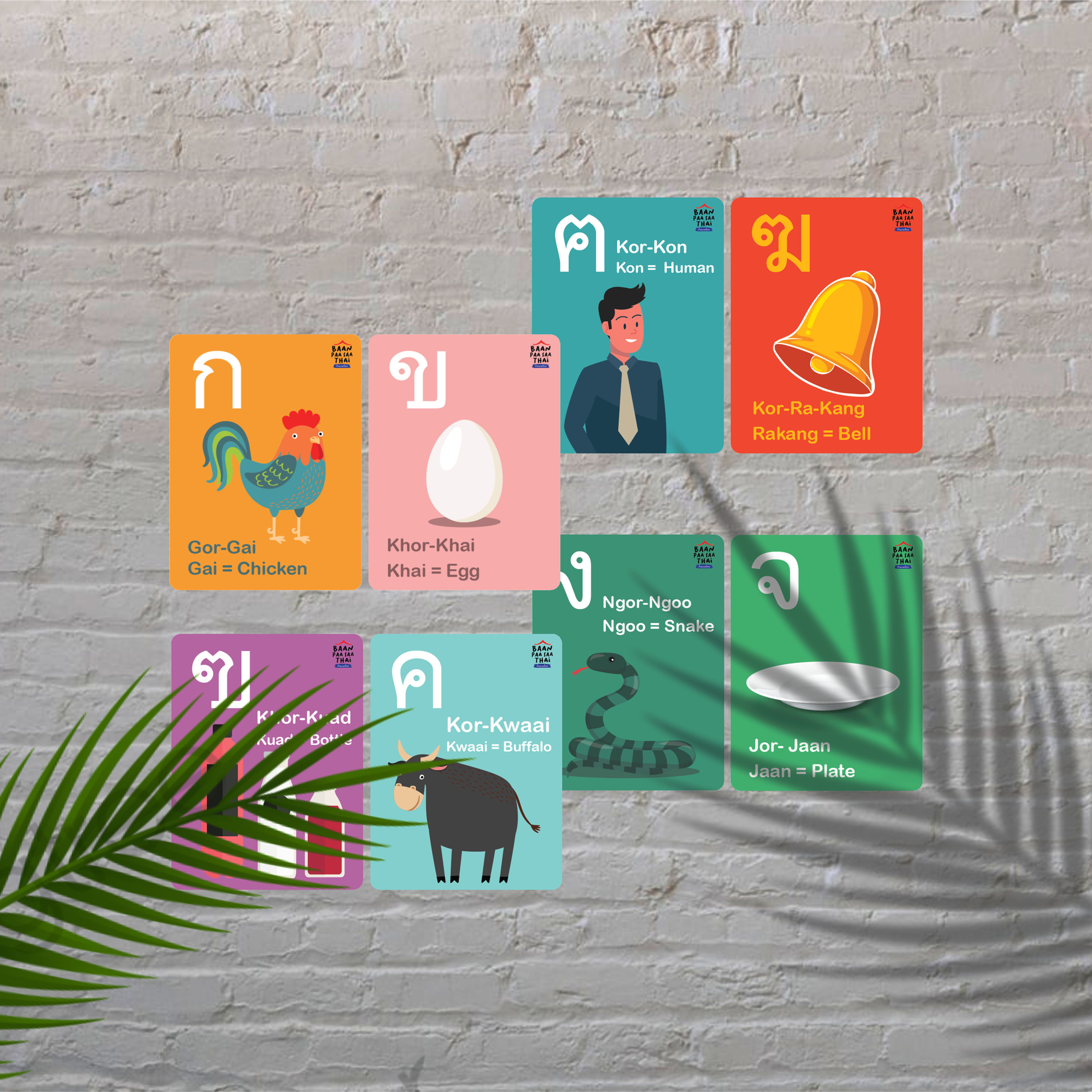 Thai Alphabet Flash cards without Tone Mark (Printable PDF file)