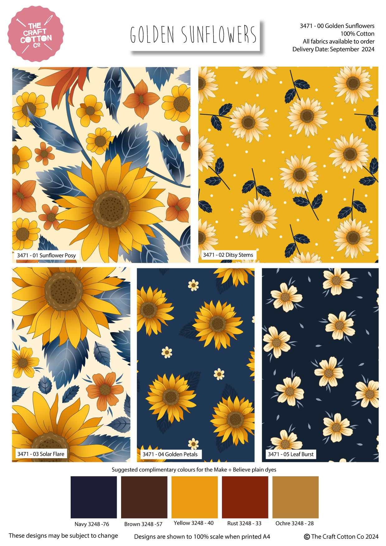 Golden Sunflowers Fat Quarters 
