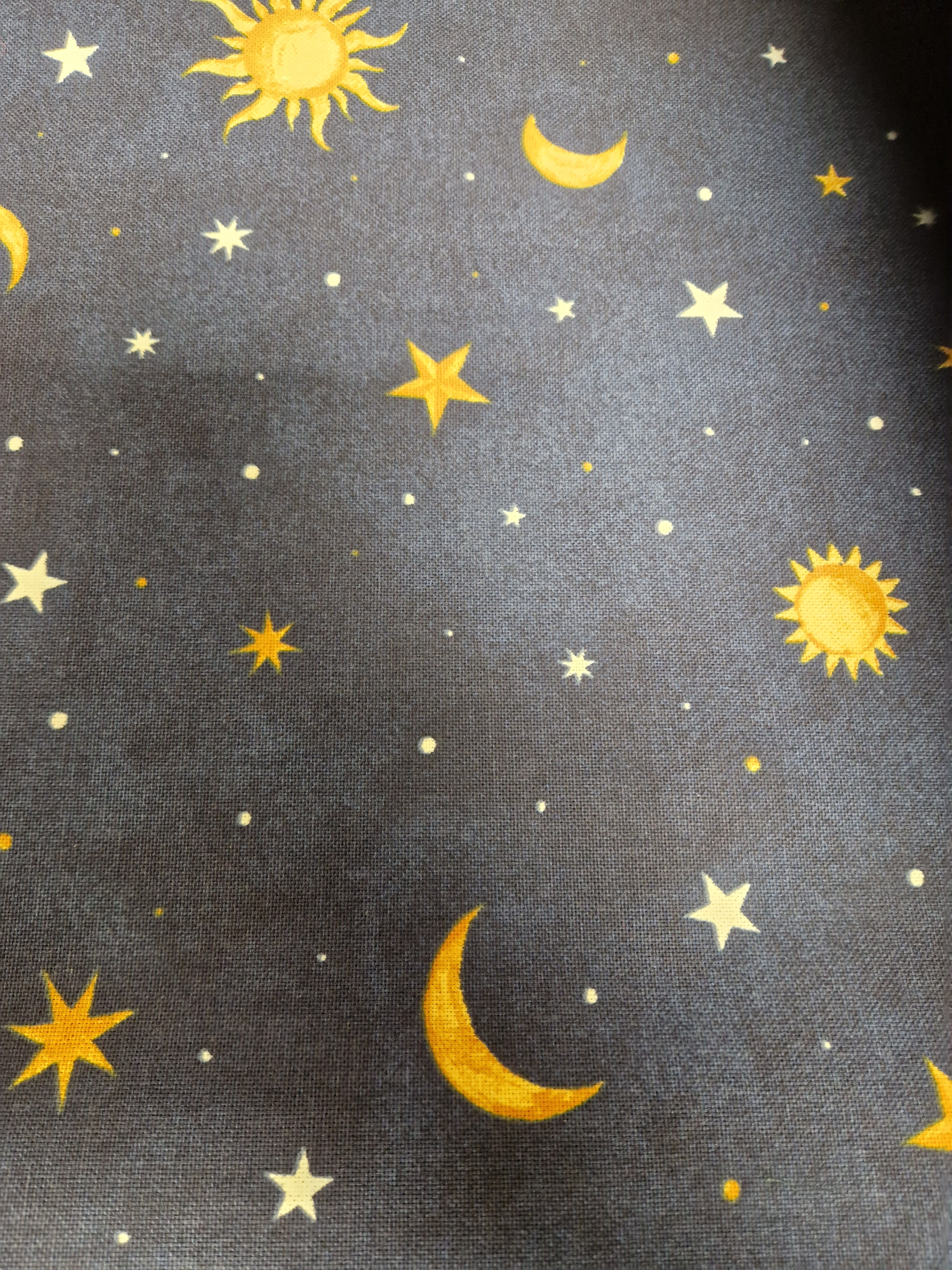 Linen Moon and Stars Glow in the Dark Price per Quarter Metre 