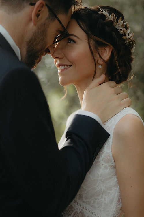 Floral crown bridal hairstyle for a destination wedding