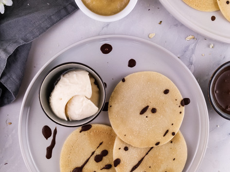coconut pancakes with vegan ice cream