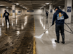 Bear Property Cleaning Parking Garage Pressure Washing Before and After