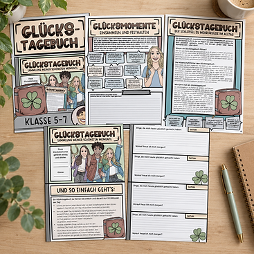 Unterrichtsmaterial "Glückstagebuch" für den Ethikunterricht zum Thema Glück für Klasse 5-7
