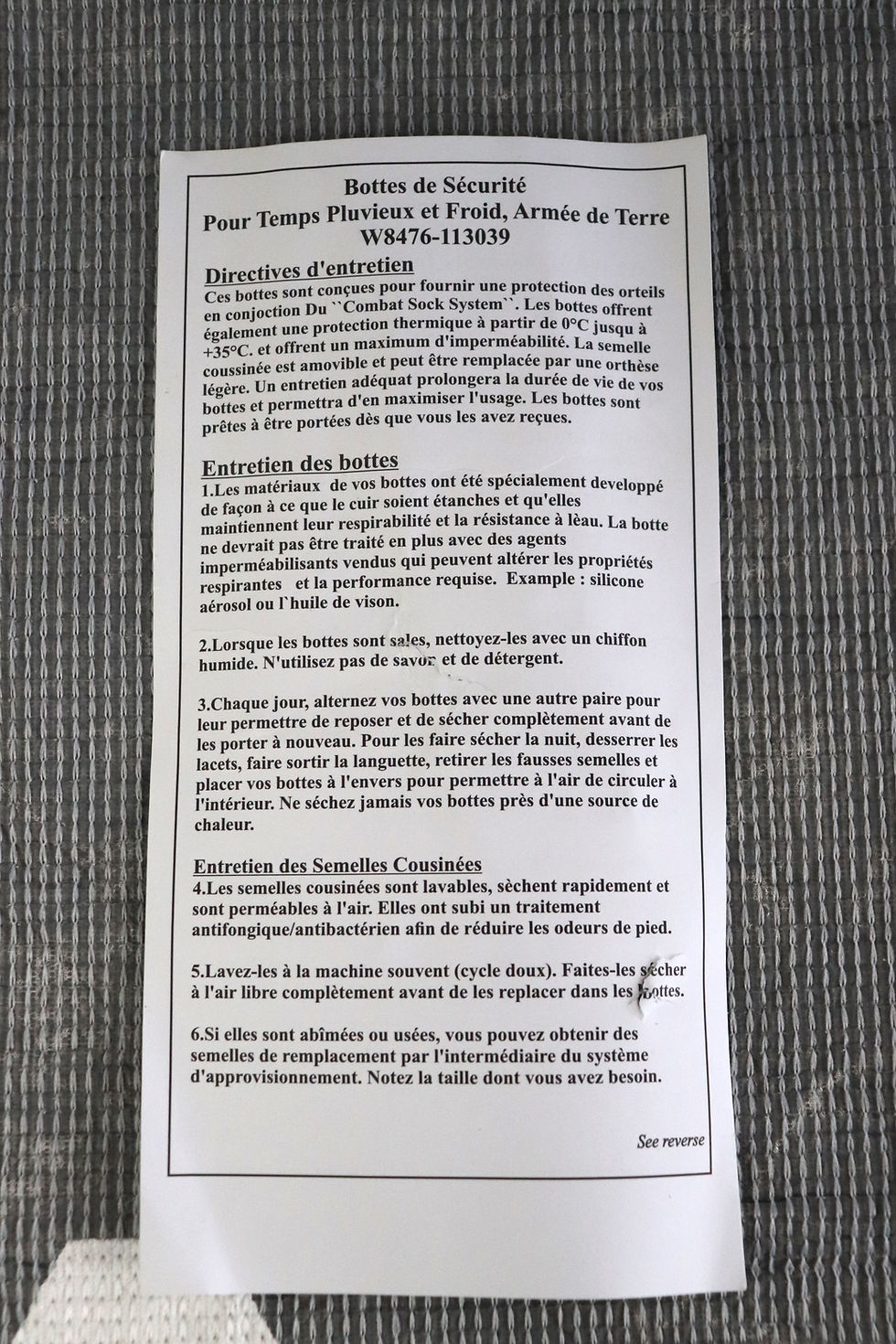 Thumbnail: NEW CAF LAND OPERATION TEMPERATE BOOT INSOLES