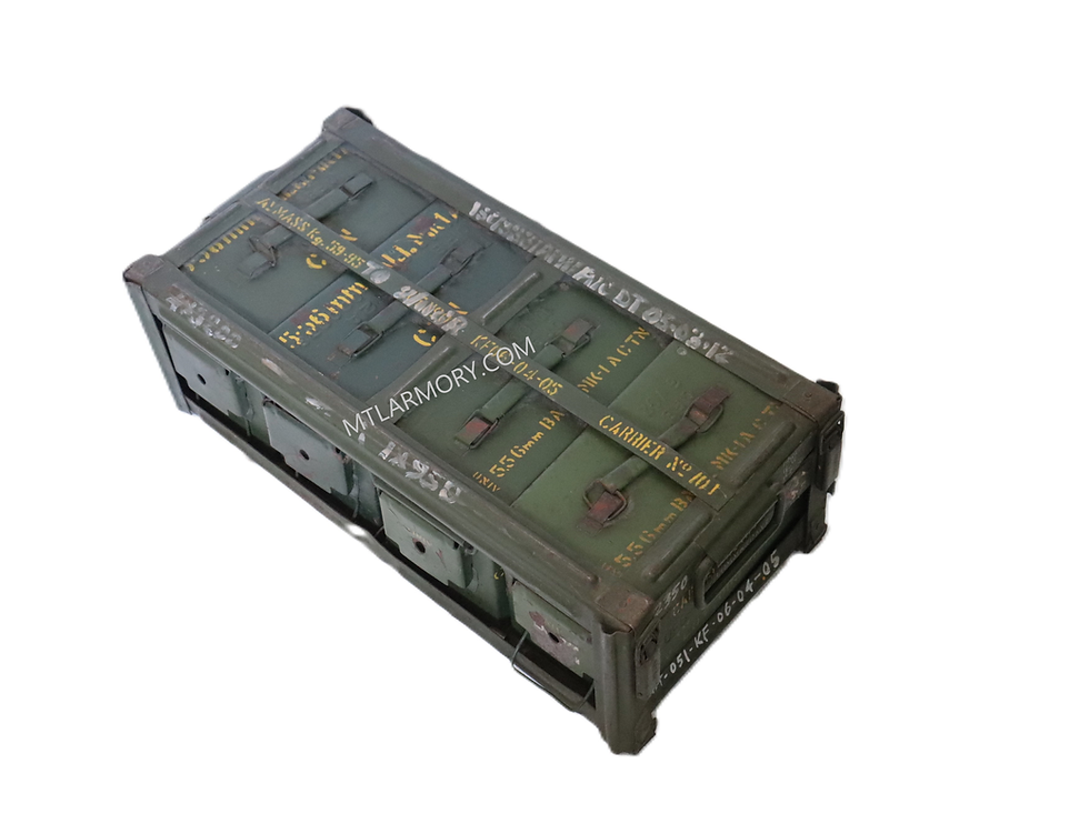 Thumbnail: US ARMY 4 EMPTY AMMO CANS AND METAL CARRIER