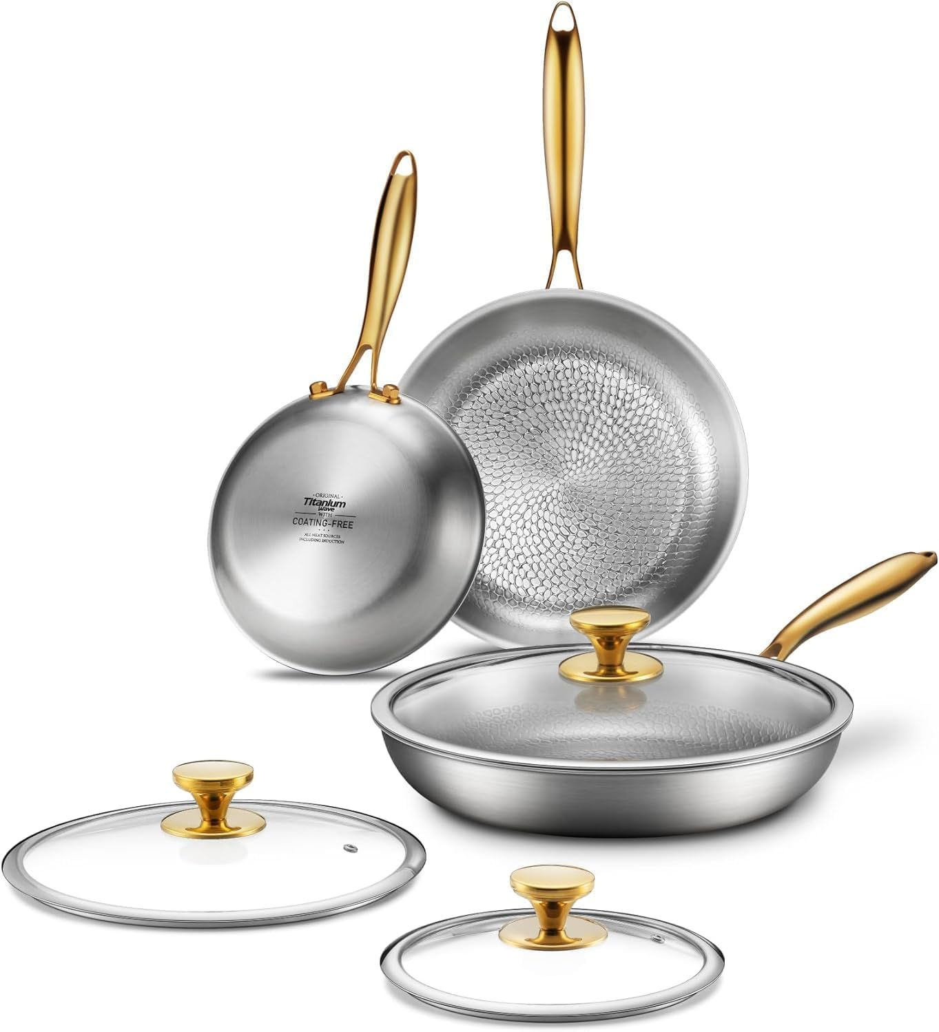 Titanium Pans for Cooking | 12 Inch Pure Tagine Titanium Skillet with Lid | Ham
