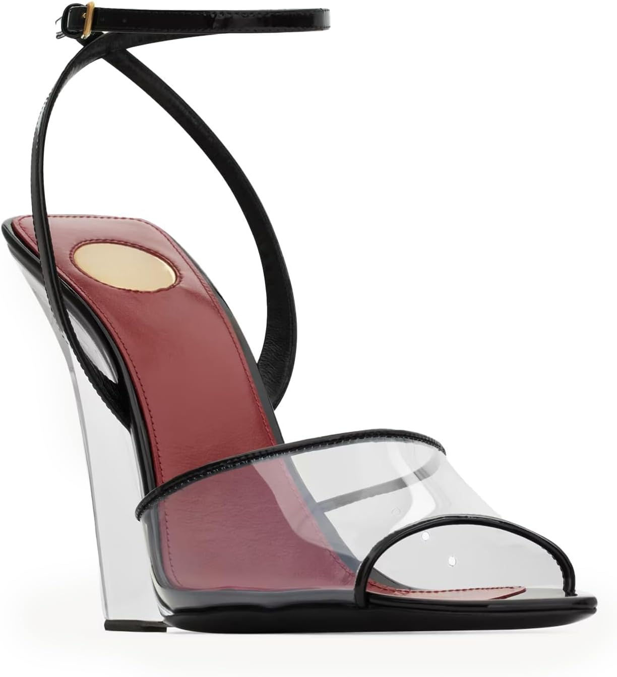 Slip On Wedge Pointed Open Toe Heels Sandals for Women Sexy Ankle Strappy Buckl