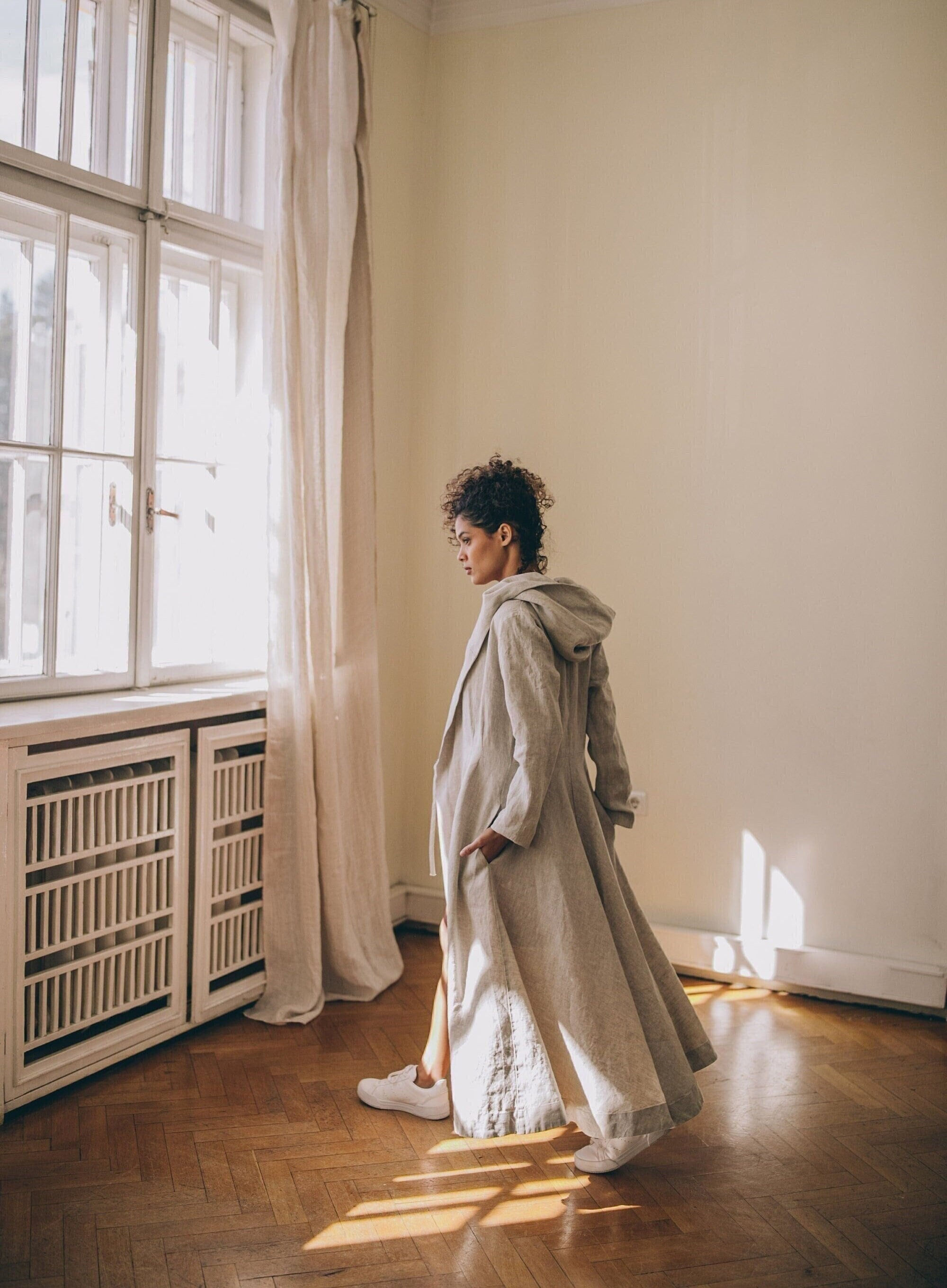 Summer Linen Coat, Maxi Cardigan for Women, Long Linen Jacket