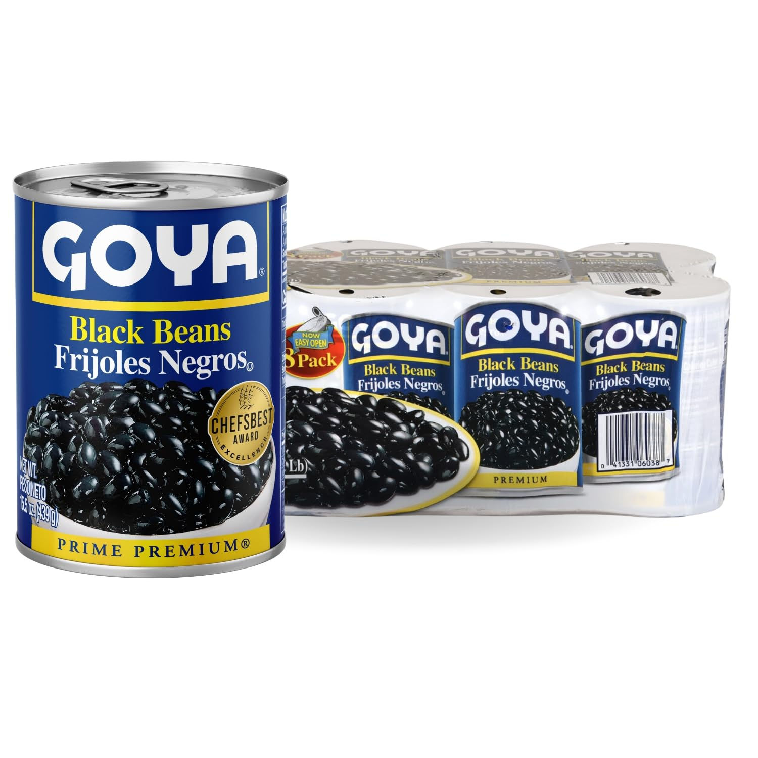 Goya Black Beans, High in Fiber, 15.5 Ounce Pack of 8 | High in Fiber, For Soup