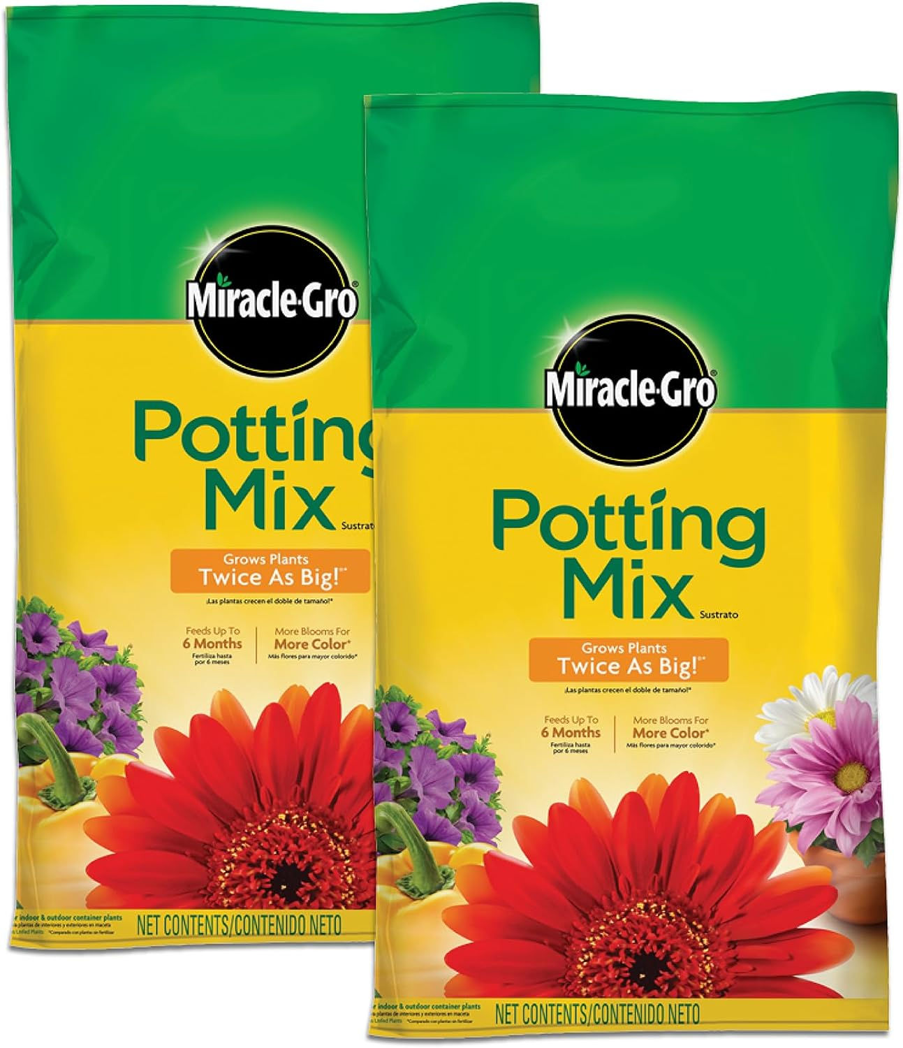 Miracle-Gro Potting Mix, 16 qt. (2-Pack) | For Container Plants, Flowers, Veget
