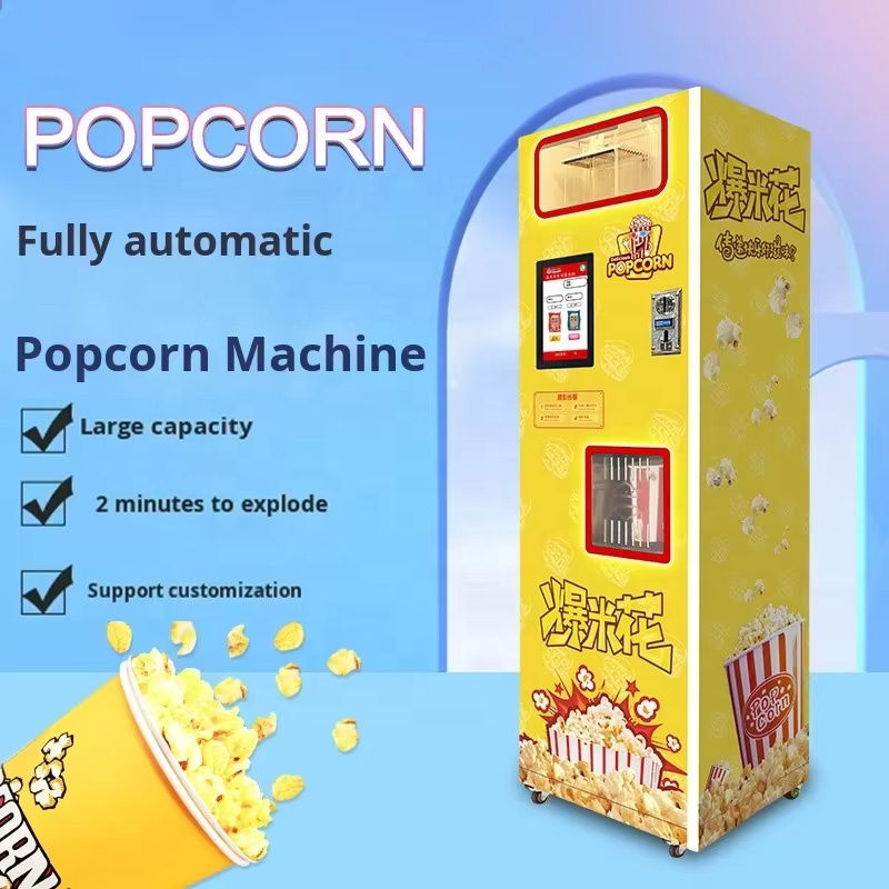 New Commercial Automatic Self-service Popcorn Machine 220V 2000W Electric Multi