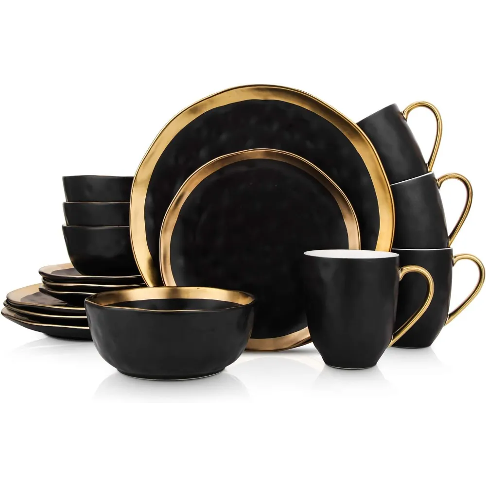 Stone Lain Porcelain 16 Piece Dinnerware Set, Service for 4