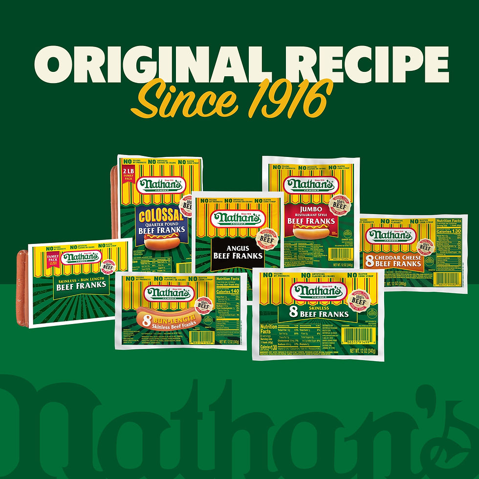 Thumbnail: Nathan's Famous, Skinless Beef Franks, Bun Length, 28 oz