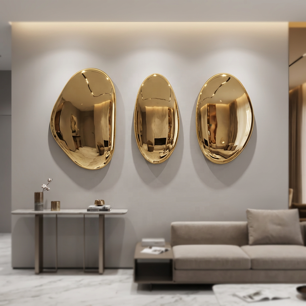 Modern Luxury Metal Crafts Stainless Steel Gold Polish Wall Decoration Hangings