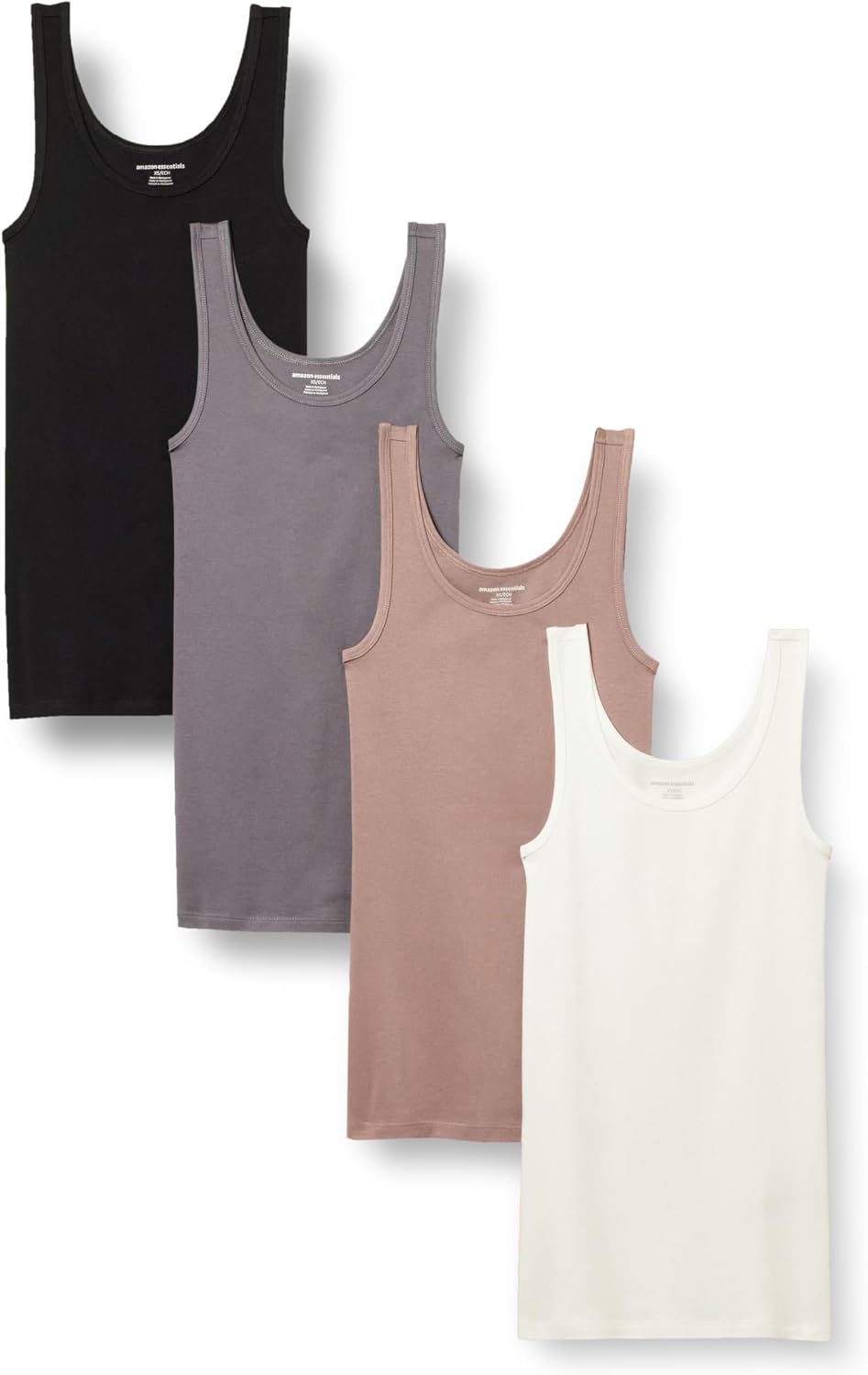 Amazon Essentials Women's Slim-Fit Cotton Modal Rib Tank, Pack of 4