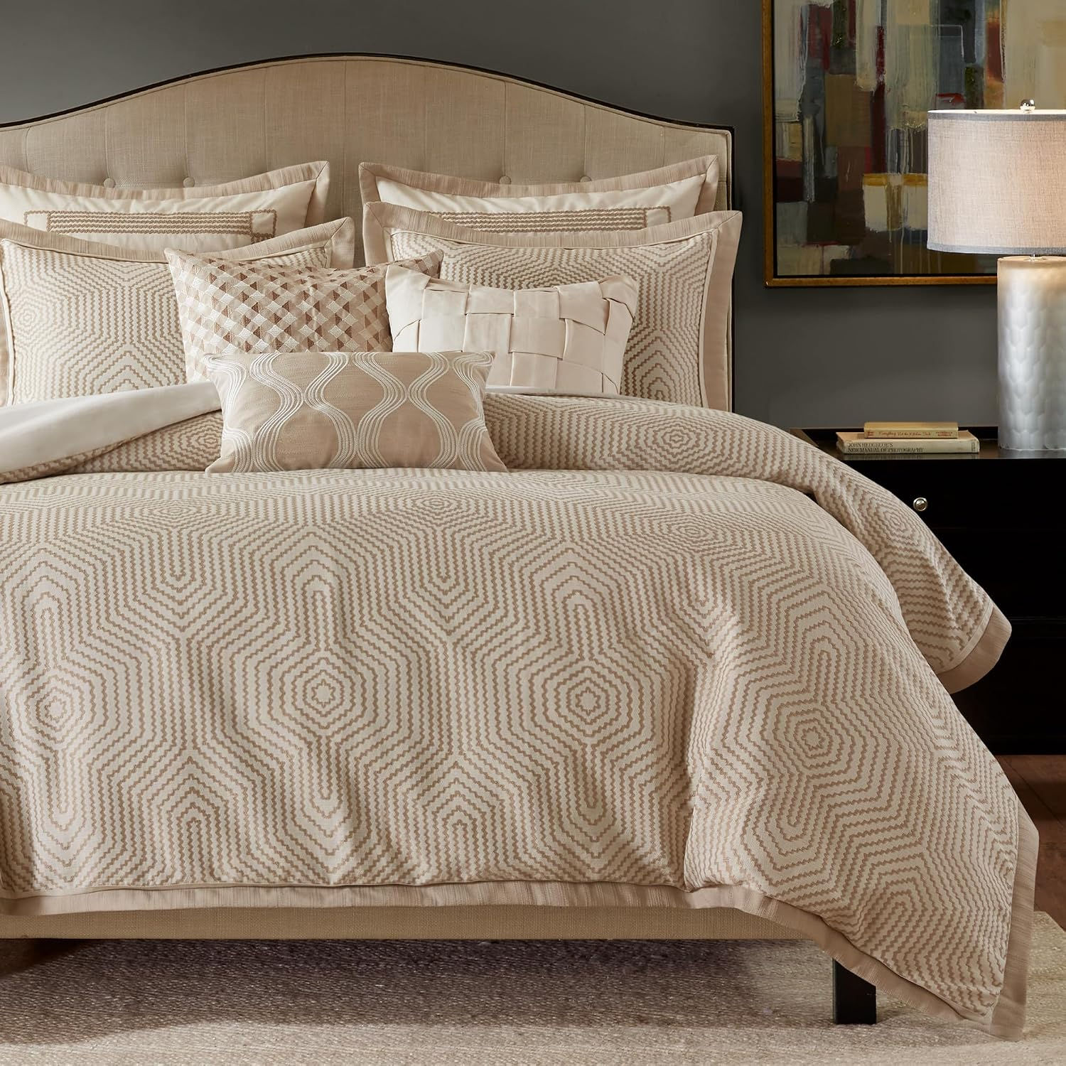 Madison Park Signature King Comforter Set Removable Duvet Insert Grey 9PC | Fil