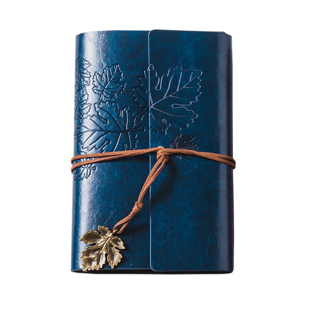 A6 80 Pages Classic Notepad Thick Journal Notebook, Dark Blue, Maple Leaf