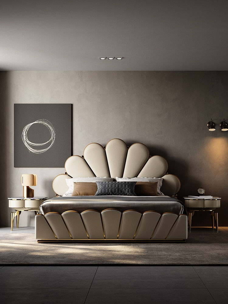 Italian minimalist bed large villa master bedroom high-end luxury design luxury