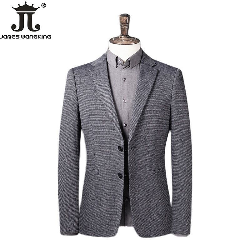Thumbnail: 22 Colors Blue Gray Black Plaid Stripe Business Formal Coat Slim Mens Casual Su