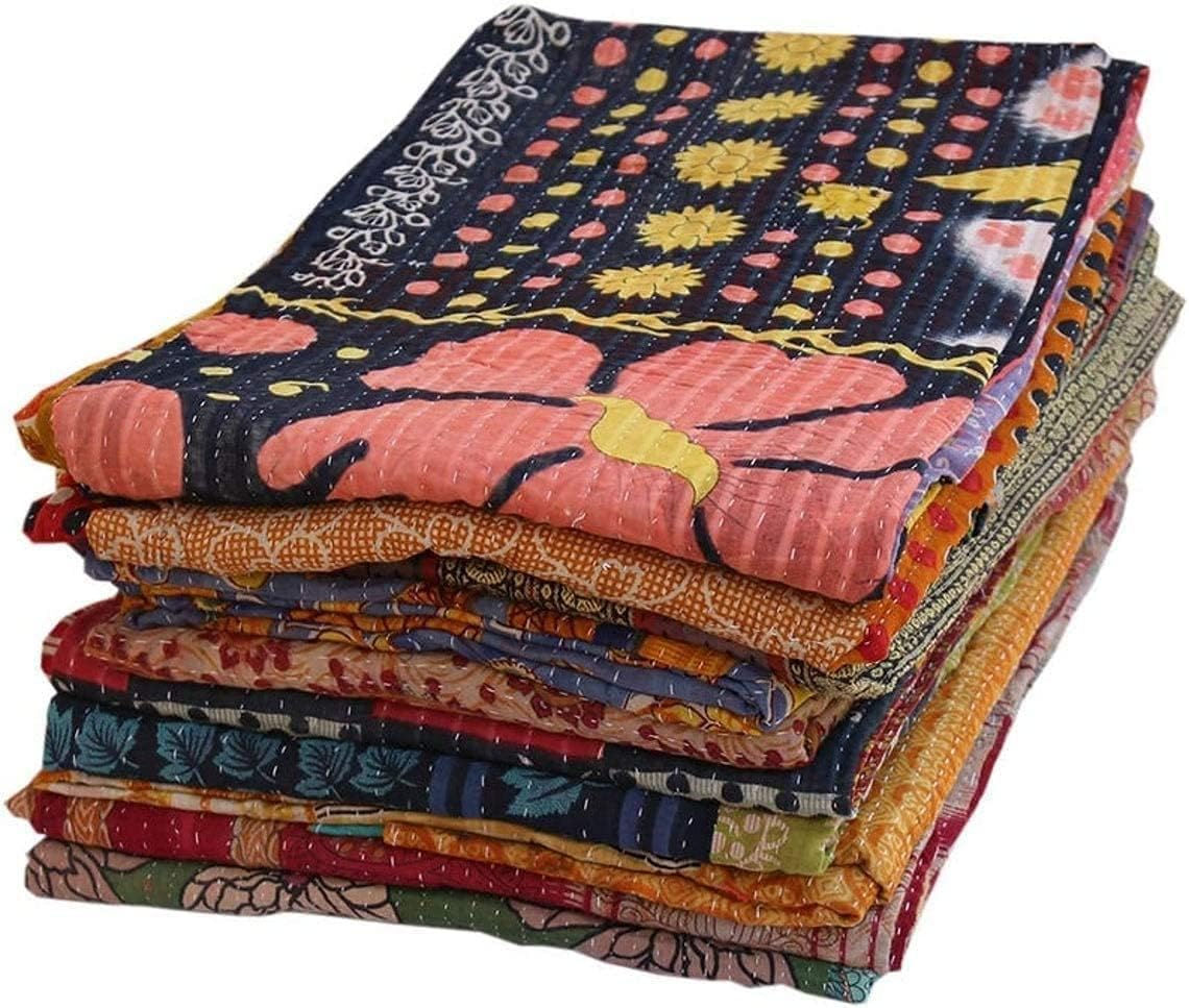 Indian Mix Lot Whole Sale Tribal Kantha Quilts Vintage Cotton Bed Cover Throw O