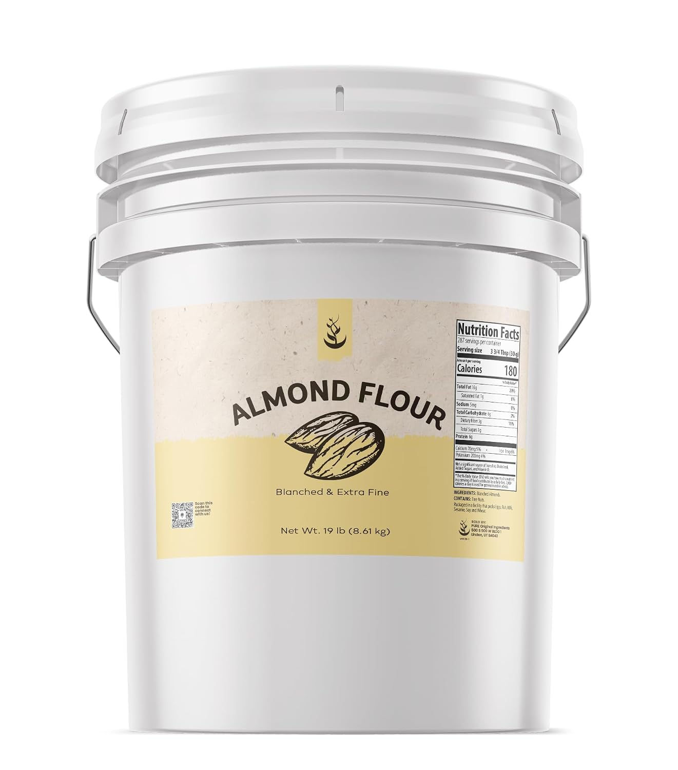 Pure Original Ingredients, Almond Flour, Blanched, Extra Fine, 19 Lb | For baki