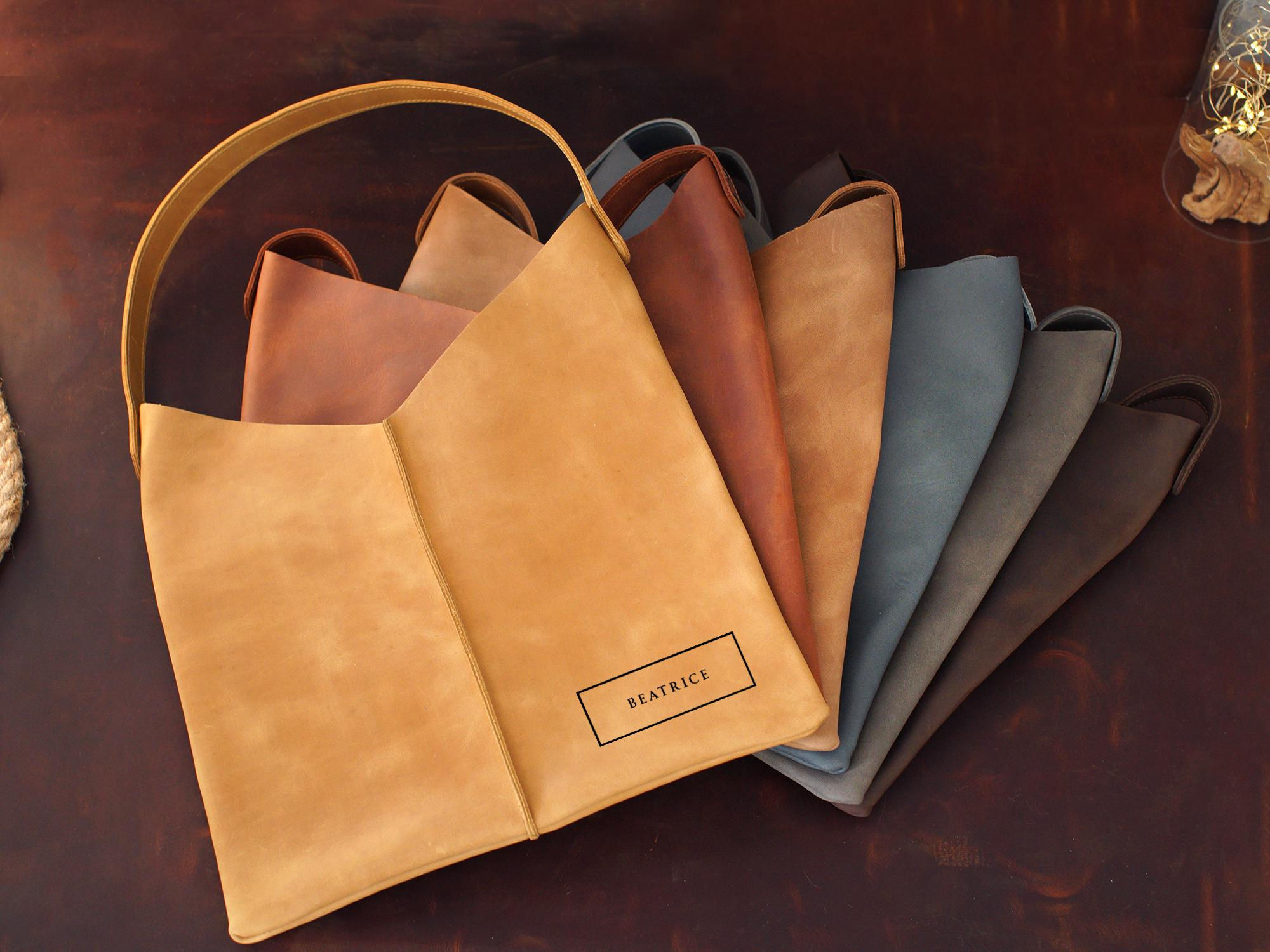 Leather Tote Bag for Women, Personalized Tote Bags, Shopper Bag with Name, Gift