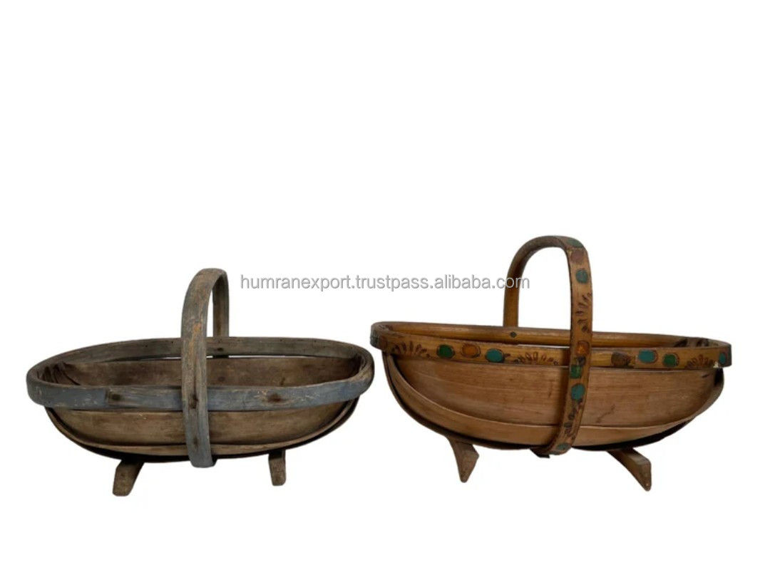 Large Luxury Wooden Hanging Basket Handcrafted for Storing Fruits Vegetables Ho