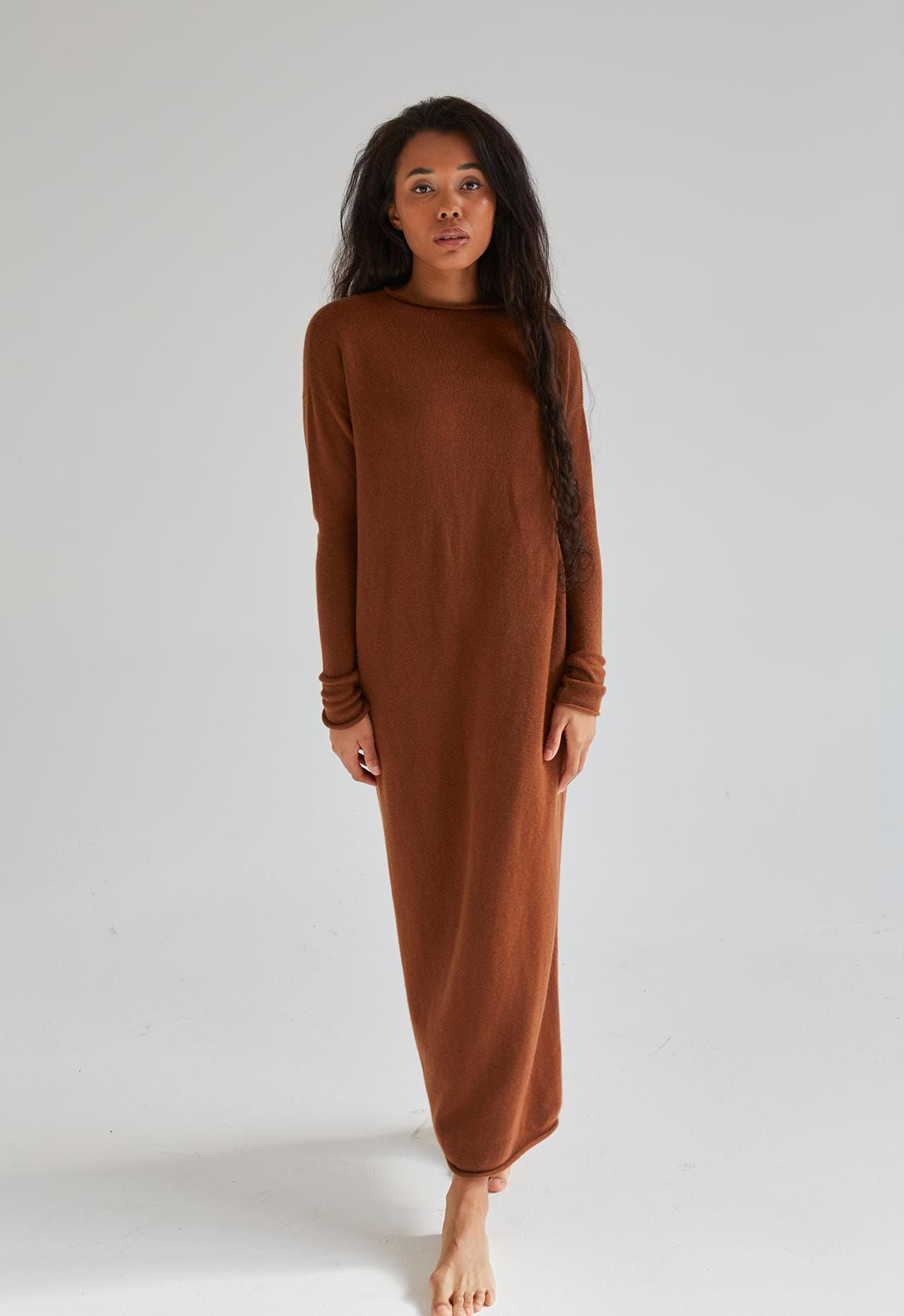 Cashmere womens sweater dress, Maxi dress for winter and fall, Long winter dres