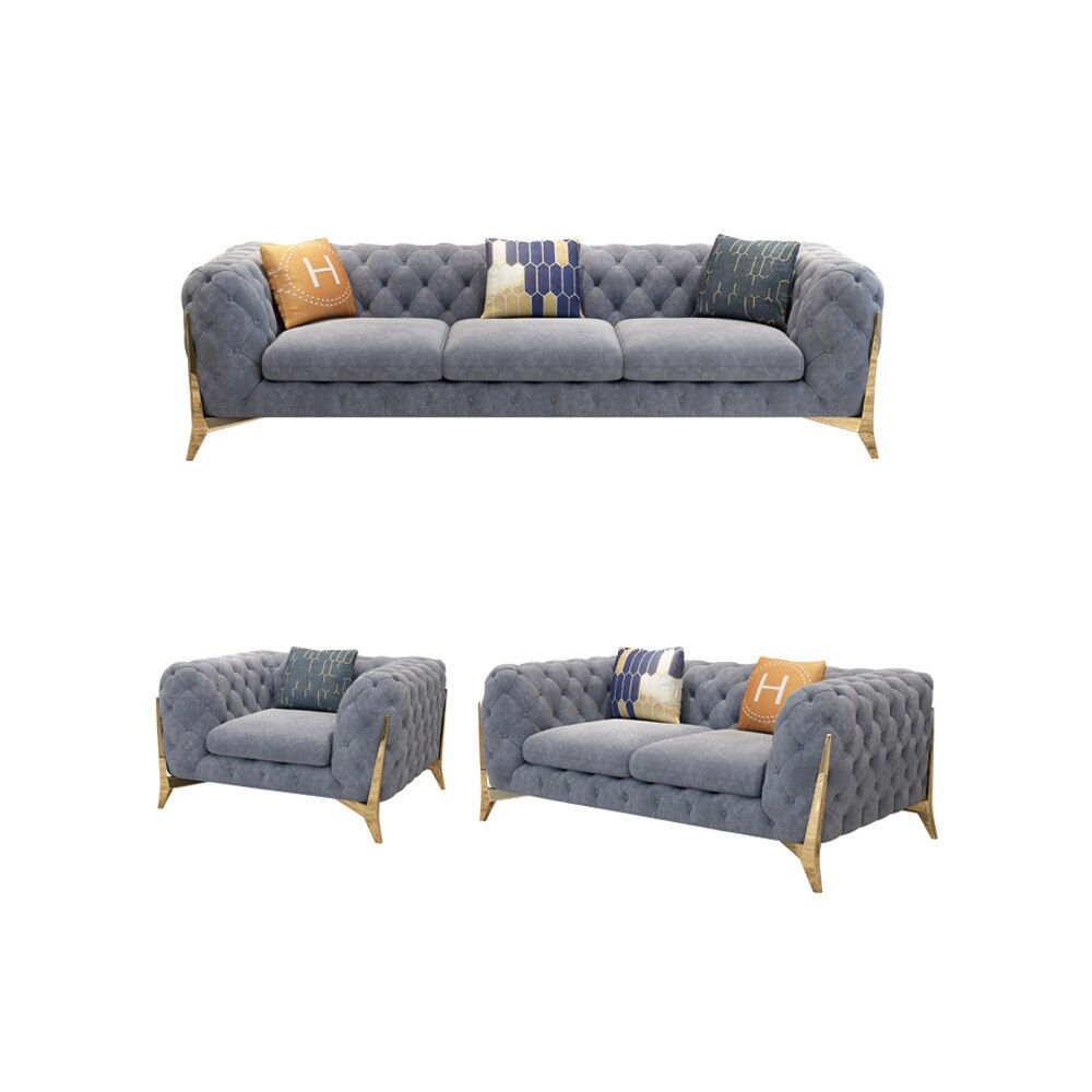 Velvet hanf linen hemp fabric sectional sofas Living Room set multifunctional