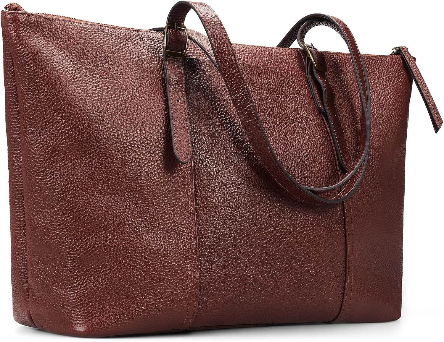 befen Vintage Genuine Leather Work Tote Bag for Women, Tote Bag with Zipper