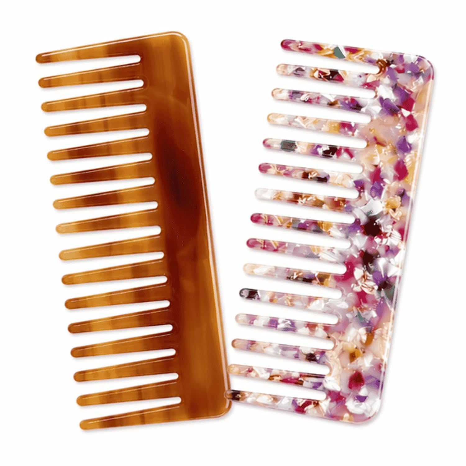 Detangling Comb Set, 2 Pack Large Cellulose Acetate Wide Tooth Hair Comb for We