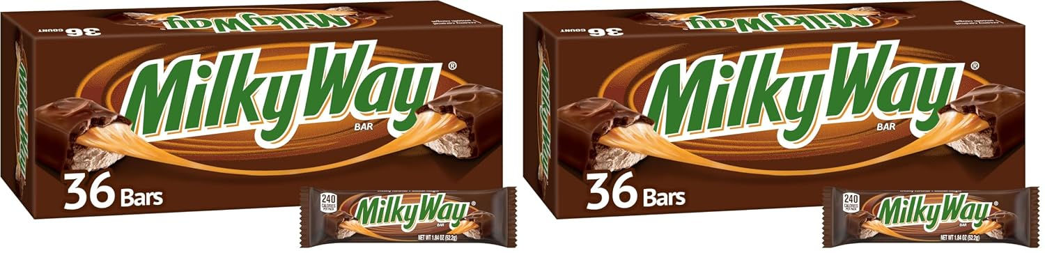 MILKY WAY Milk Chocolate Caramel Candy Bars, Full Size, Bulk Box, 36 ct