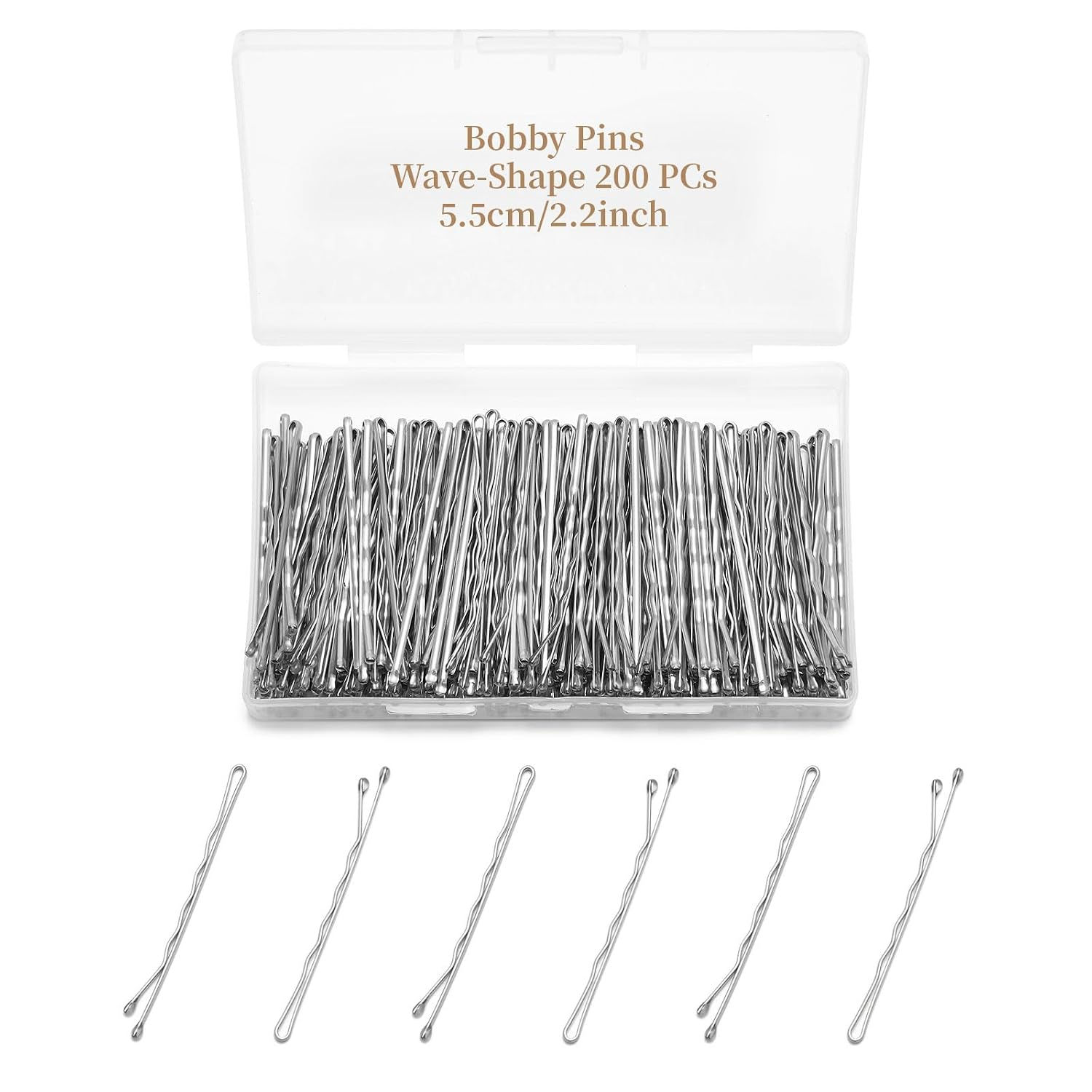 QIUTIMIY 200 Pcs 2.4 Inch U-Shaped Bobby Pins Brown Metal Hair Pins Hair Access