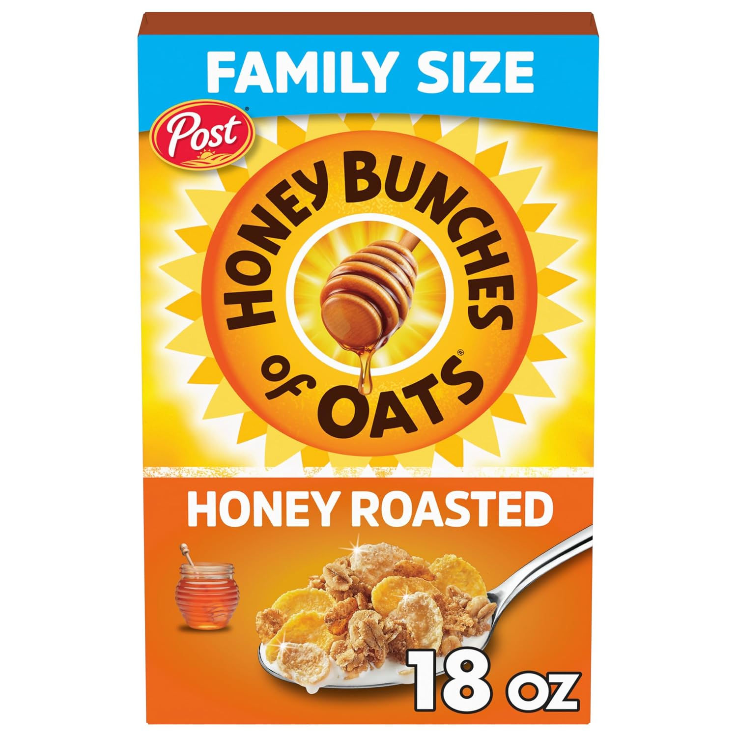 Honey Bunches of Oats Crunchy Honey Roasted Cereal 18 Ounce (Pack of 1) Box