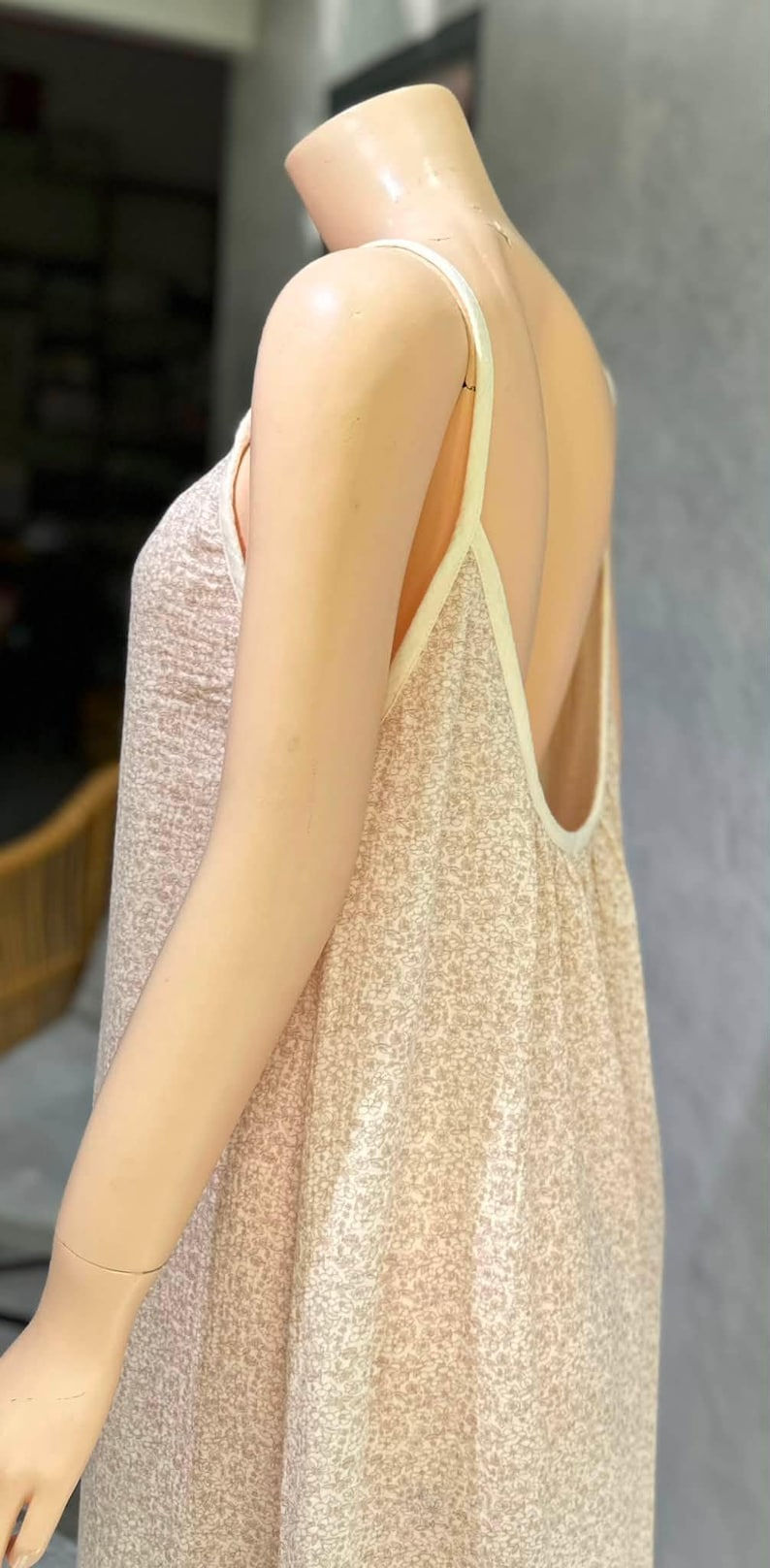 Double Cotton Gauze Low Back Maxi Dress – Relaxed Fit, Breathable Summer Wear