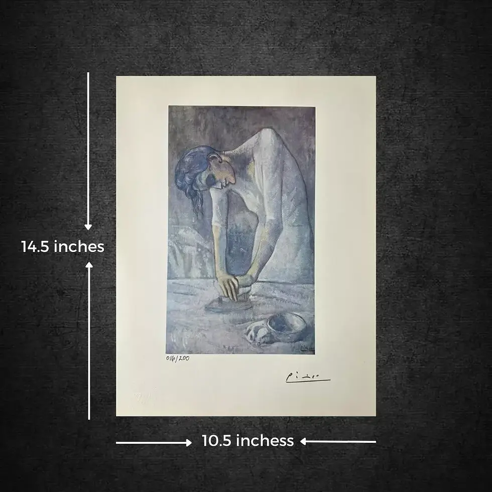 Thumbnail:  Pablo Picasso Original Signed Print Hand-Tipped, Woman Ironing, 1904, Artwork