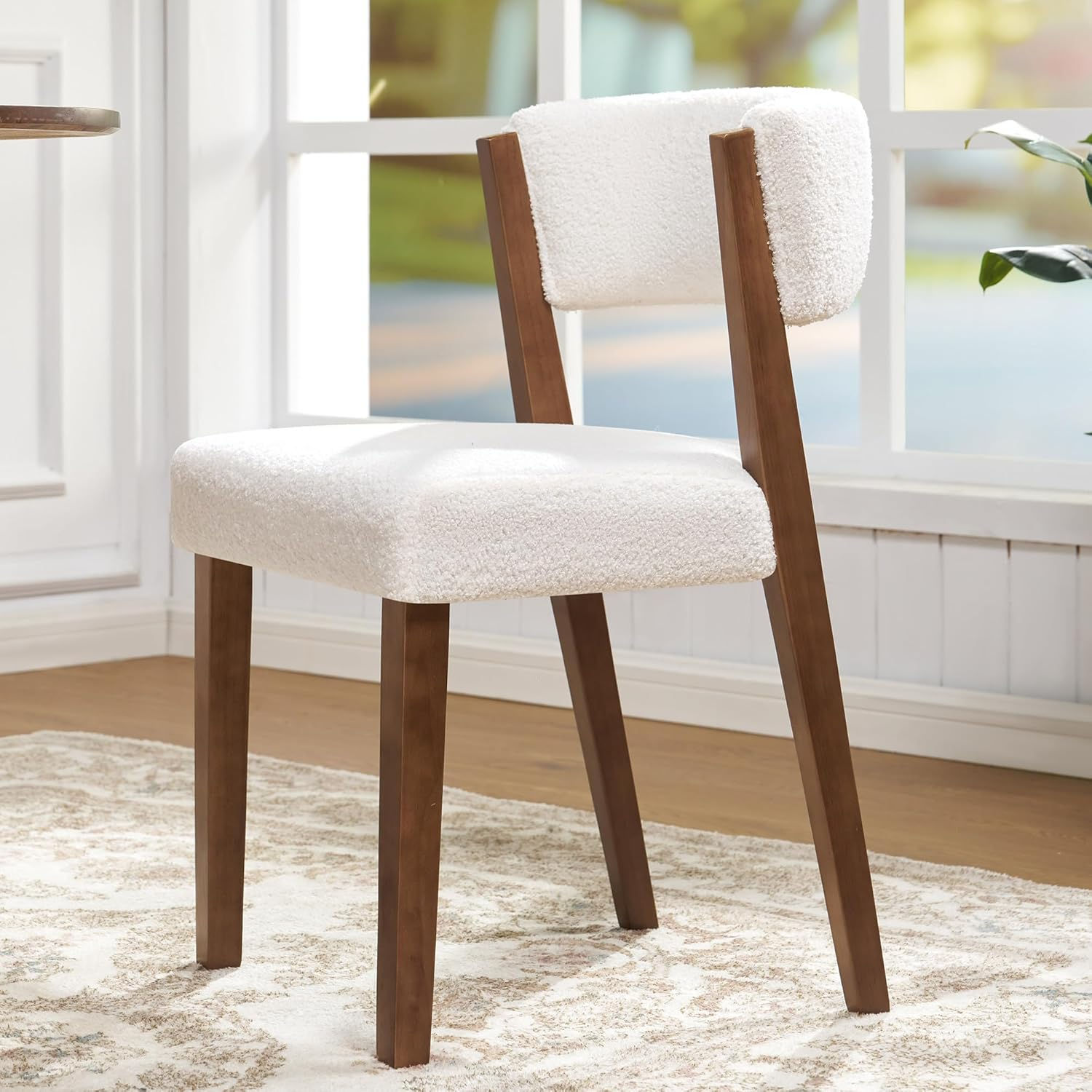 Mid-Century Modern Kitchen Chairs with Curved Backrest, Fabric Dining Room Chair