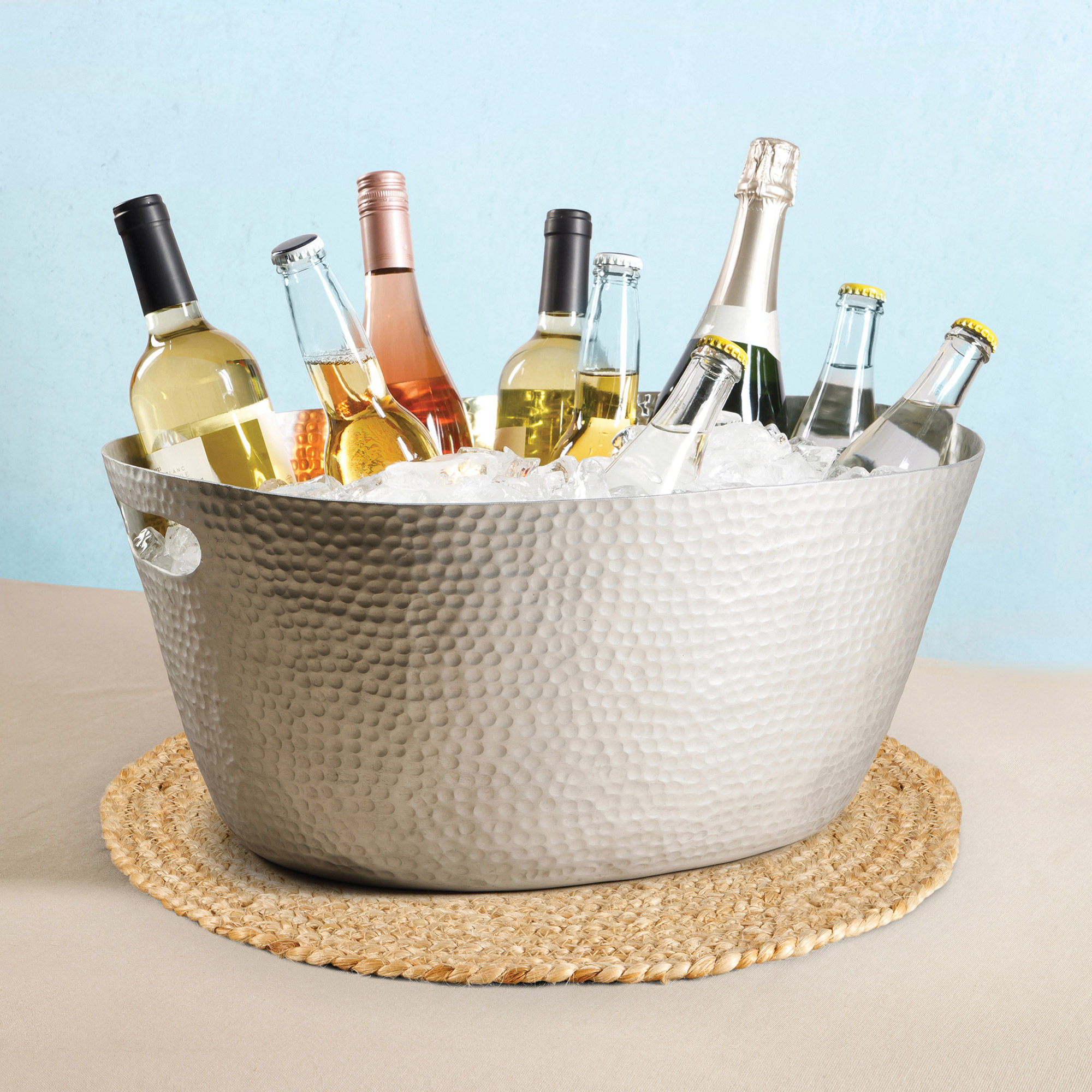 Laurie Gates 14.5-quart Oval Hammered Aluminum Beverage Tub