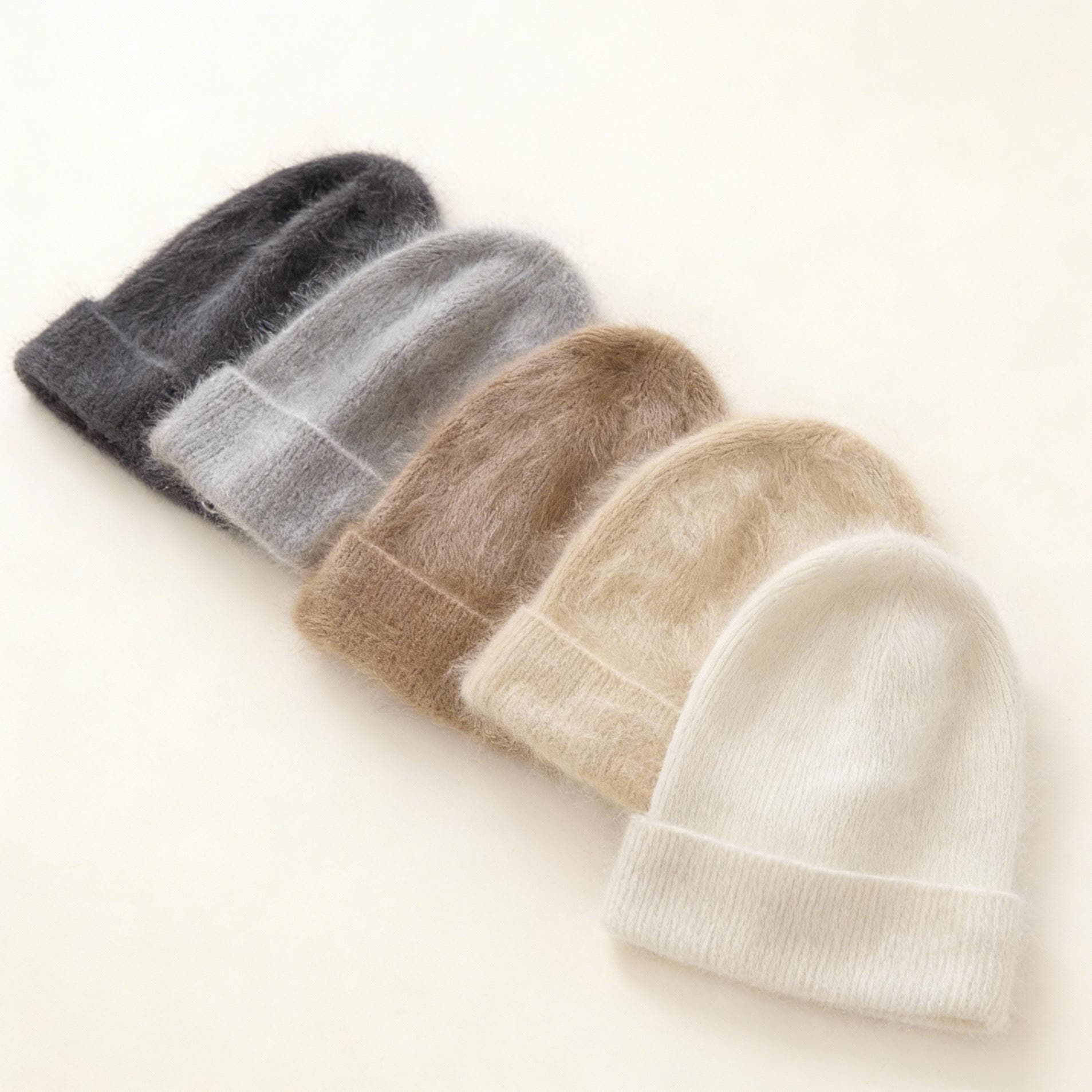 Super Soft 100%Cashmere Knit Beanie | Fluffy Brushed Cashmere Hat | Minimalist